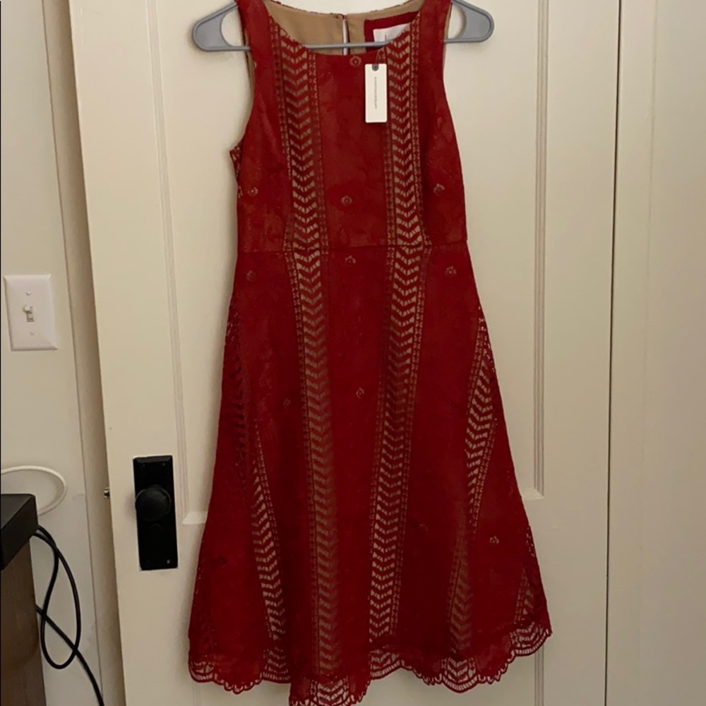 NWT Anthropology Red Dress Lace Sz 0
